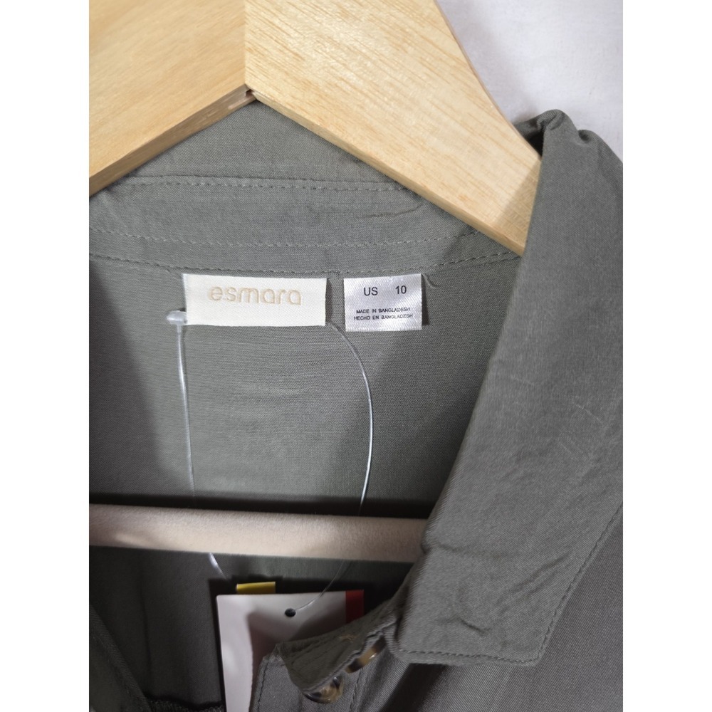 Esmara Shirt Dress Olive Green Button Front Tie Waist Long Sleeve NWT US 10 - Picture 6 of 11